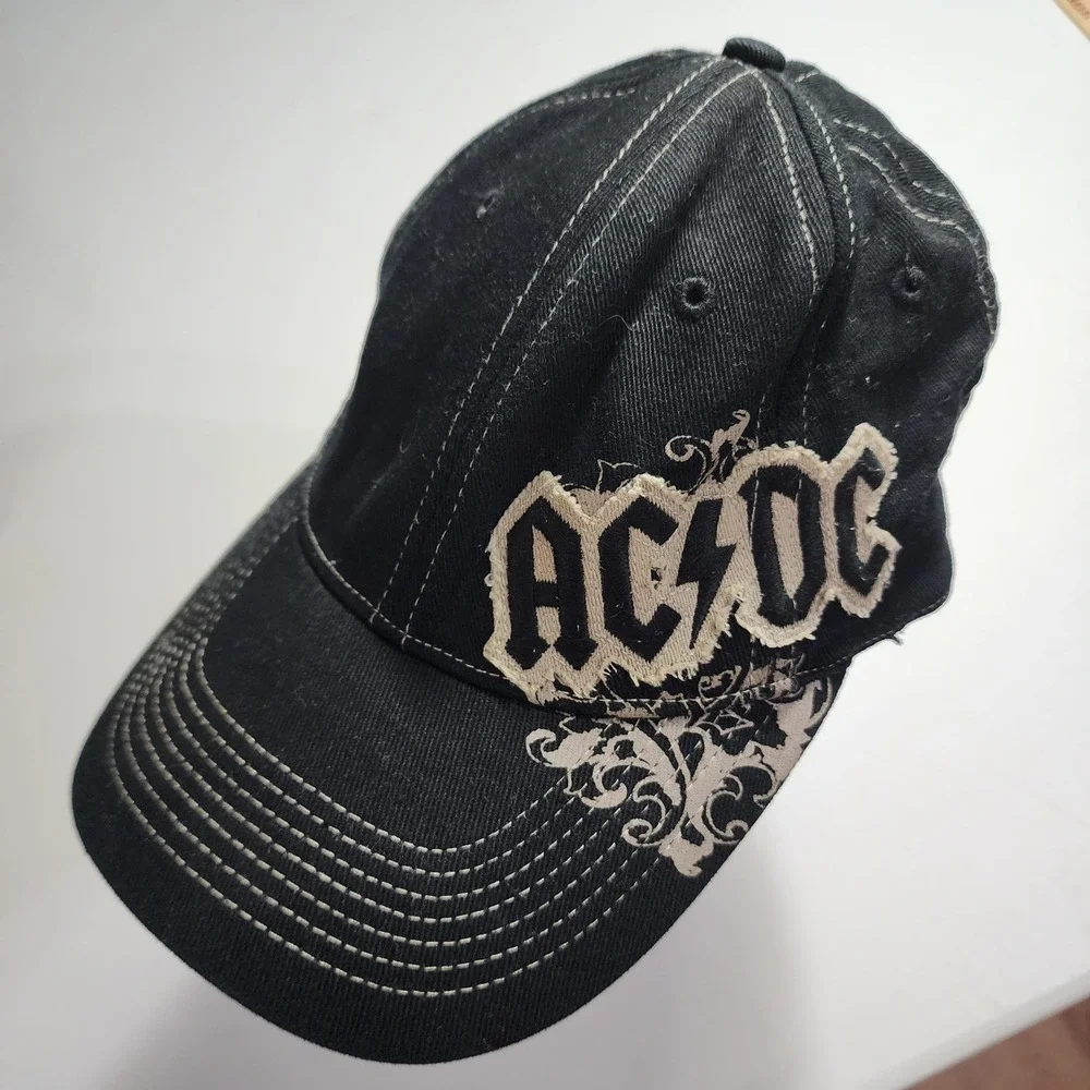 AC/DC Rockware 2008 Distressed Baseball Cap Black Virtus Perfect Fit Hat Mens OS